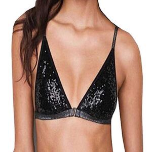 VS Black Sequin Sparkle Bralette Bra Small 933